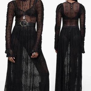 Zara limited edition Ruffle pointelle Maxi Dress